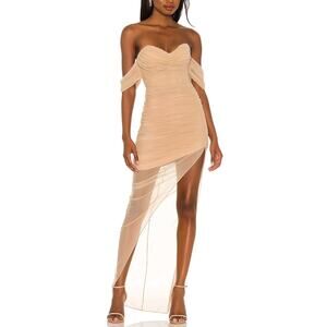 Nookie 'Dita' Tan Mesh Gown Size S